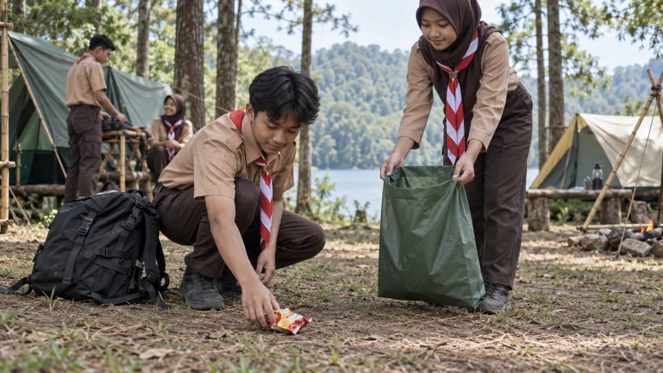 Etika Menjelajah Alam bagi Pramuka: Tidak Meninggalkan Sampah