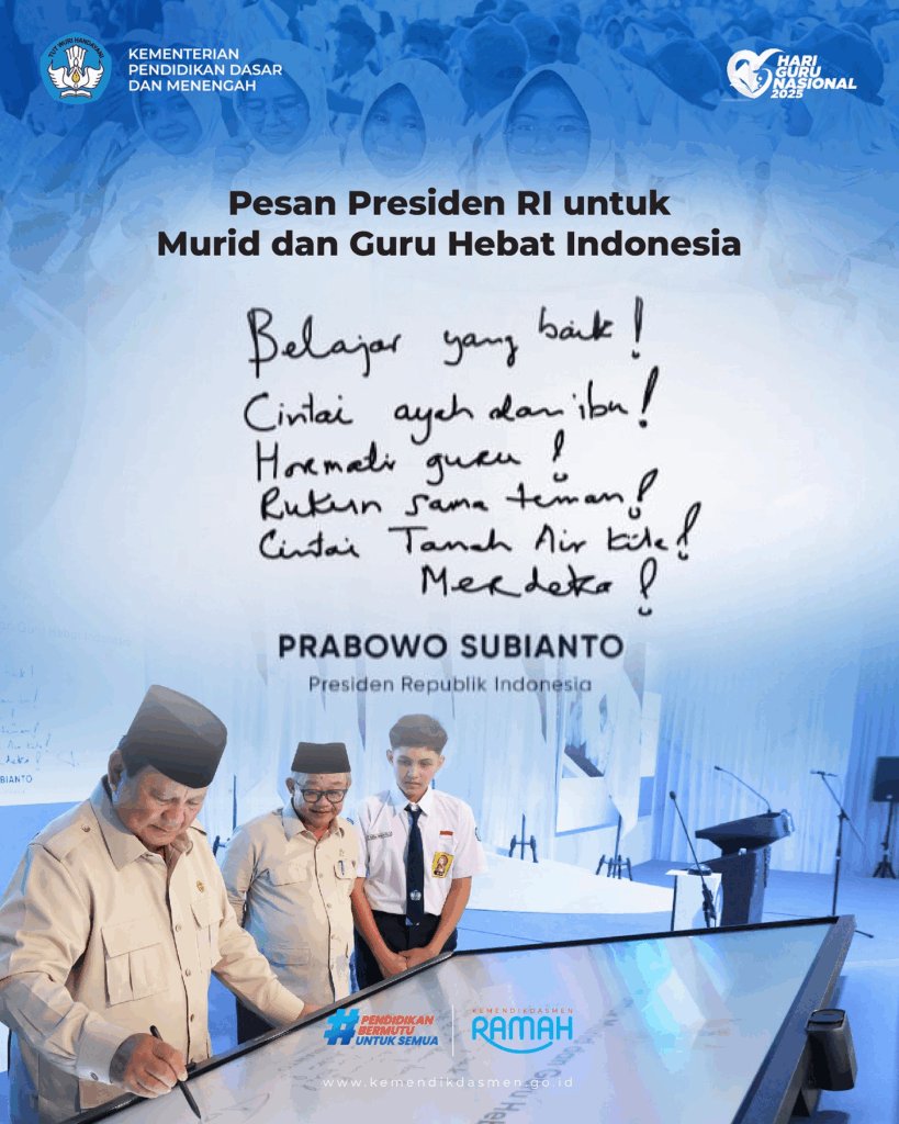 Pesan Khusus bagi Murid dan Guru Indonesia: Nilai Karakter Presiden Prabowo yang Sejalan dengan Pramuka 2 Pesan Khusus bagi Murid dan Guru Indonesia